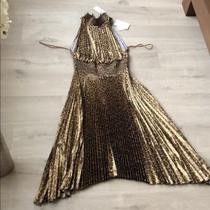 Renzo High-Neck Pleated Midi Dress Size 10 NWT